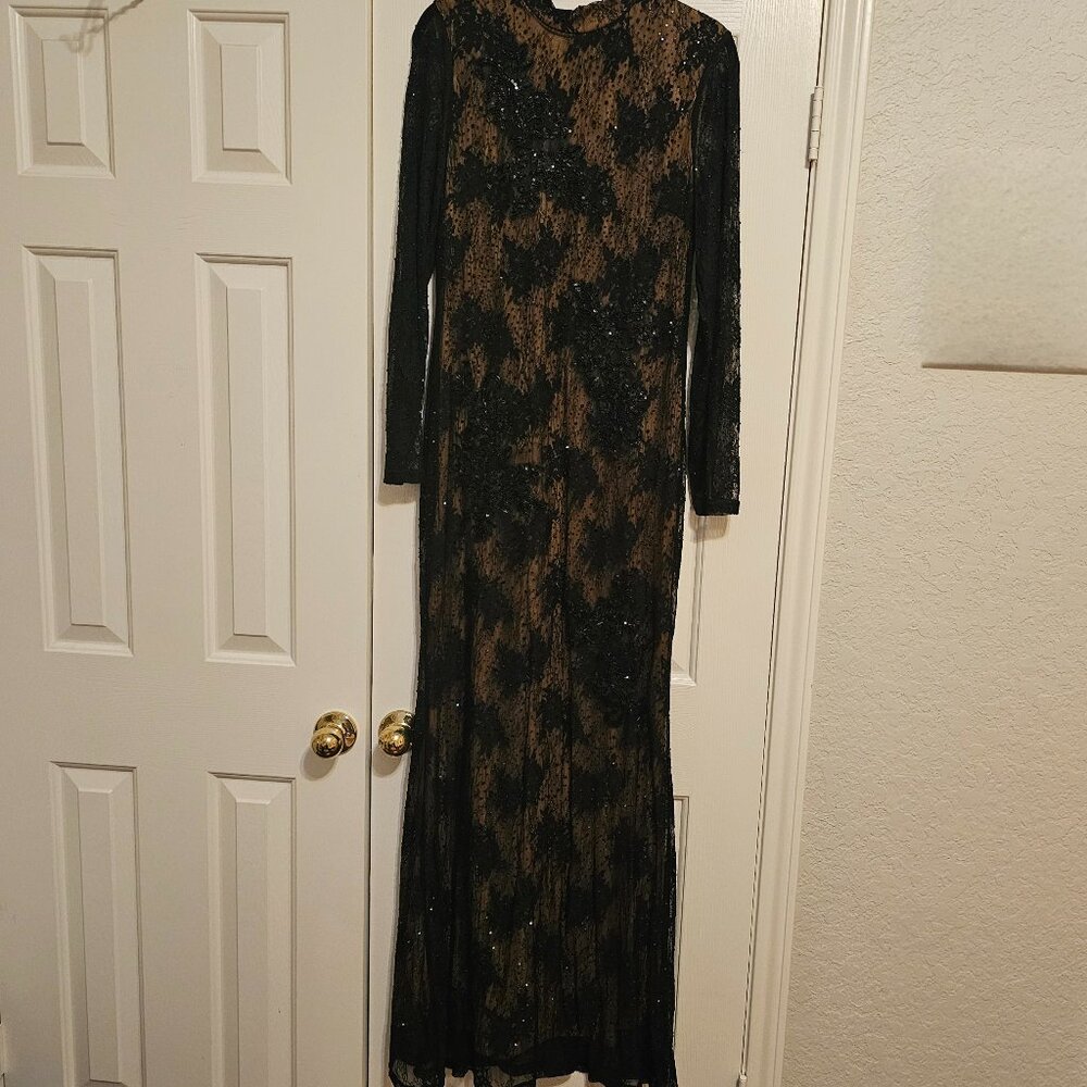 Embellished Black Lace Dress - Picture 6 of 13